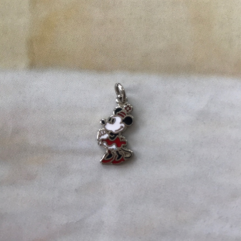 Vintage 40+ Years Enamel and Sterling Silver Minnie Mouse Charm Pendant